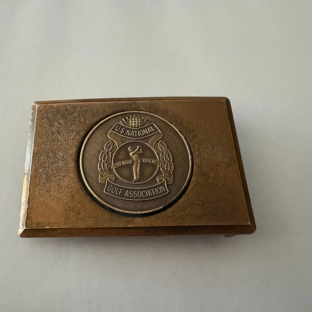 Vintage US National Senior Open Golf Association Belt‎ Buckle Copper Tone